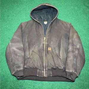 Vintage 90s Carhartt Hooded Coat, Distressed Grunge Jacket, Quick Duck (XXL)